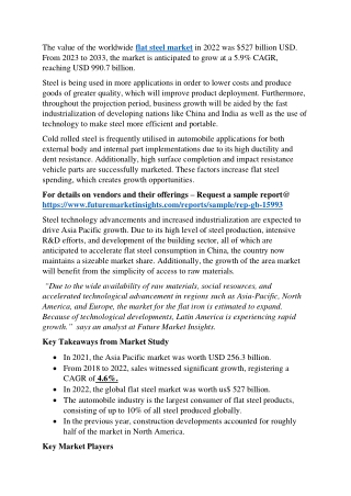 Flat Steel Market Share, Size, Trends – 2033 | FMI