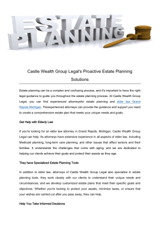 Castle Wealth Group Legal's Proactive Estate Planning Solutions