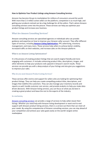 How to Optimize Your Product Listings using Amazon Consulting Services