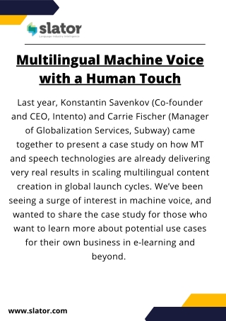 Multilingual Machine Voice with a Human Touch