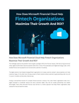 How Does Microsoft Financial Cloud Help Fintech Organizations