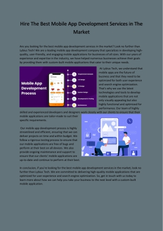 Hire The Best Mobile App Development Services in The Market