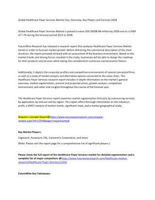 Global Healthcare Payer Services Market Size, Overview, Key Players and Forecast 2028