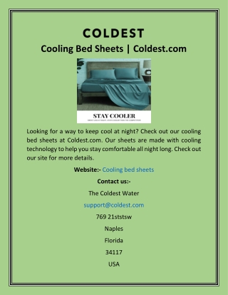 Cooling Bed Sheets  Coldest