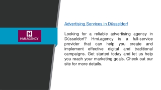 Advertising Services In Düsseldorf  Hmi.agency