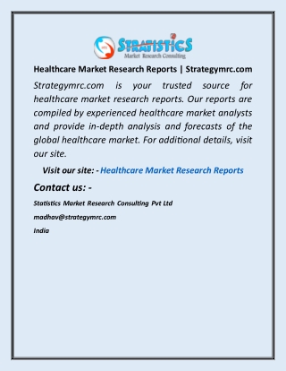 Healthcare Market Research Reports  Strategymrc com