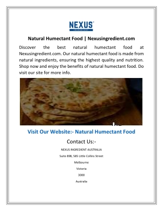 Natural Humectant Food Nexusingredient.com