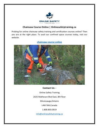 Chainsaw Course Online  Onlinesafetytraining.ca