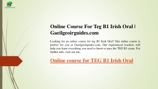 Online Course For Teg B1 Irish Oral  Gaeilgeoirguides.com