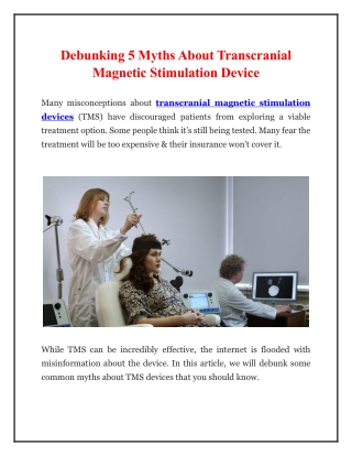 Debunking 5 Myths About Transcranial Magnetic Stimulation Device