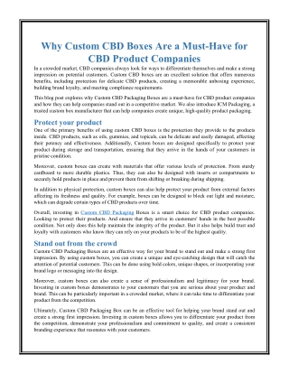 Why Custom CBD Boxes Are a Must-Have for CBD Product Companies