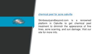 Chemical Peel for Acne Oakville  Skinbeautyandbeyond.com