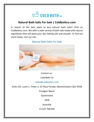 Natural Bath Salts For Sale | Coldbathco.com