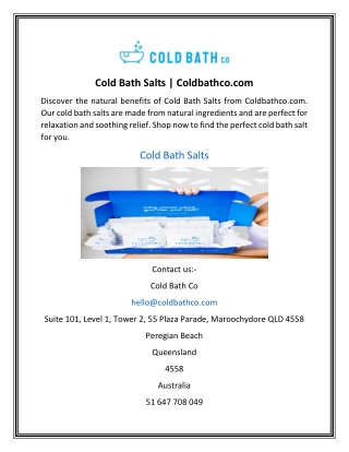 Cold Bath Salts | Coldbathco.com