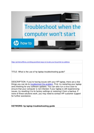 What is the use of hp laptop troubleshooting guide?