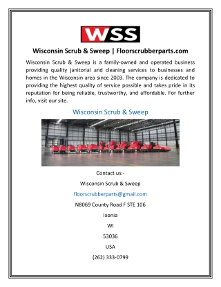 Wisconsin Scrub & Sweep | Floorscrubberparts.com