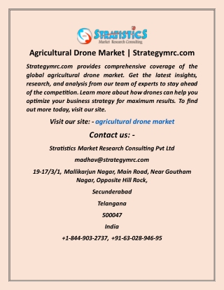 Agricultural Drone Market  Strategymrc com