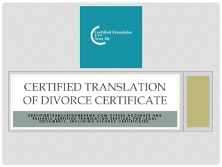 Certified Translation of Divorce Certificate