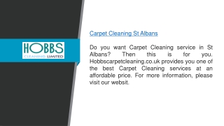 Carpet Cleaning St Albans  Hobbscarpetcleaning.co.uk