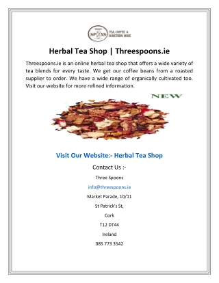 Herbal Tea Shop  Threespoons.ie