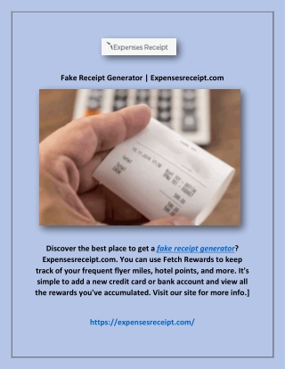 Fake Receipt Generator | Expensesreceipt.com