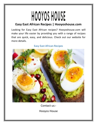 Easy East African Recipes | Hooyoshouse.com