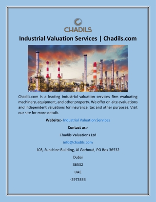 Industrial Valuation Services  Chadils