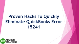Easy methods to resolve QuickBooks Error 15241