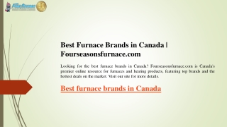 Best Furnace Brands in Canada  Fourseasonsfurnace.com