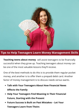 Tips to Help Teenagers Learn Money Management Skills