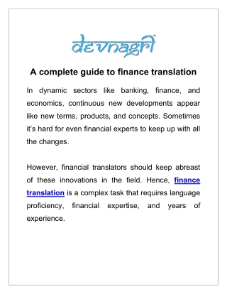 A complete guide to finance translation