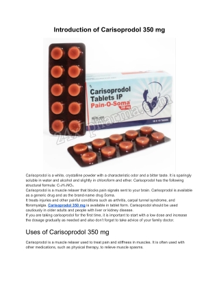Carisoprodol 350 mg Tablet Pain-O-Soma