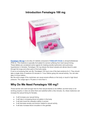 Femalegra 100 mg Sildenafil Tablets