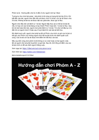 Phỏm tá lả - Hướng dẫn chơi từ A đến Z cho người mới tại 12bet