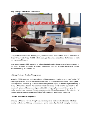 Trading erp software in UAE