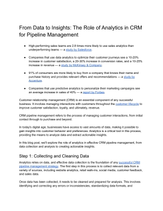 From Data to Insights_ The Role of Analytics in CRM for Pipeline Management