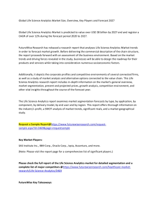 Global Life Science Analytics Market Size, Overview, Key Players and Forecast 2027