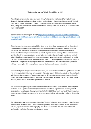 “Tokenization Market” Worth $14.3 Billion by 2029