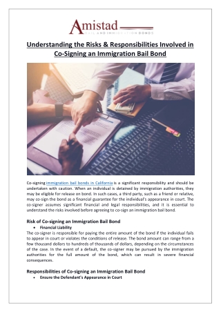 Understanding the Risks & Responsibilities Involved in Co-Signing an Immigration Bail Bond