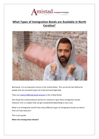 What Types of Immigration Bonds are Available in North Carolina