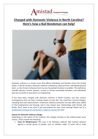 Charged with Domestic Violence in North Carolina Here’s how a Bail Bondsman can help!