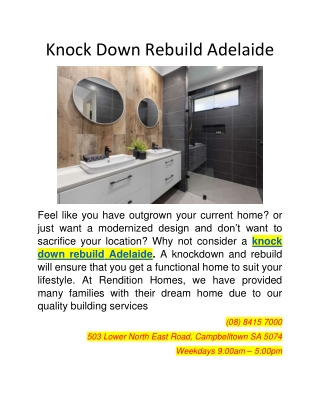 Knock Down Rebuild Adelaide