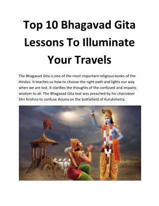 Top 10 Bhagavad Gita Lessons To Illuminate Your Travels