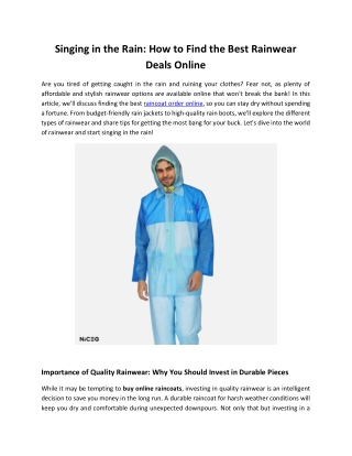 Singing in the Rain: How to Find the Best Rainwear Deals Online