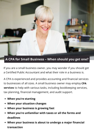 A CPA for Small Business – When should you get one?