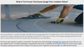 What Is The Process That Epoxy Garage Floor Installers Follow?