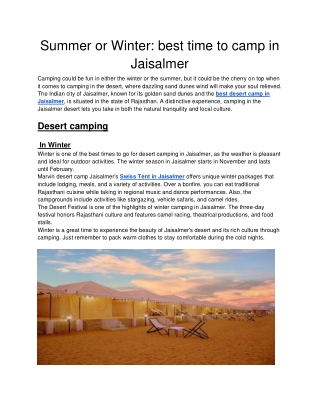 Summer or Winter_ best time to camp in Jaisalmer