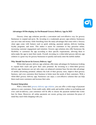 Advantages Of Developing An On-Demand Grocery Delivery App In 2023