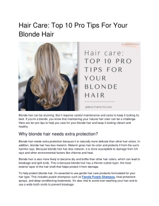 Top 10 Pro Tips For Your Blonde Hair Care