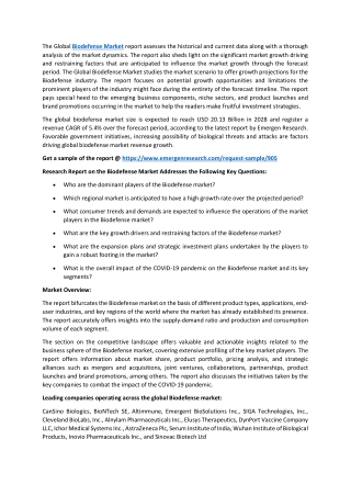 Biodefense Market: A Study of the Industry's Key Applications and Technologies